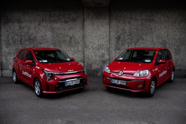 Beide stadtflitzer-Modelle: VW UP und KIA Picanto